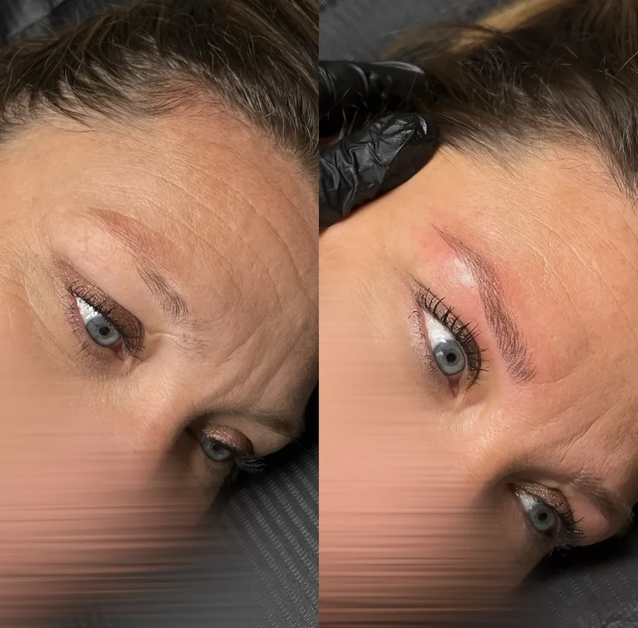 Nanoblading sourcils, avant/après